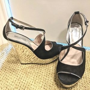Michael Kors mirrored platform black/silver sandal